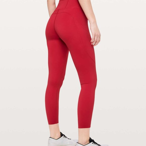 lululemon fast and free HR tight 25&quot; Dark Red Size 18